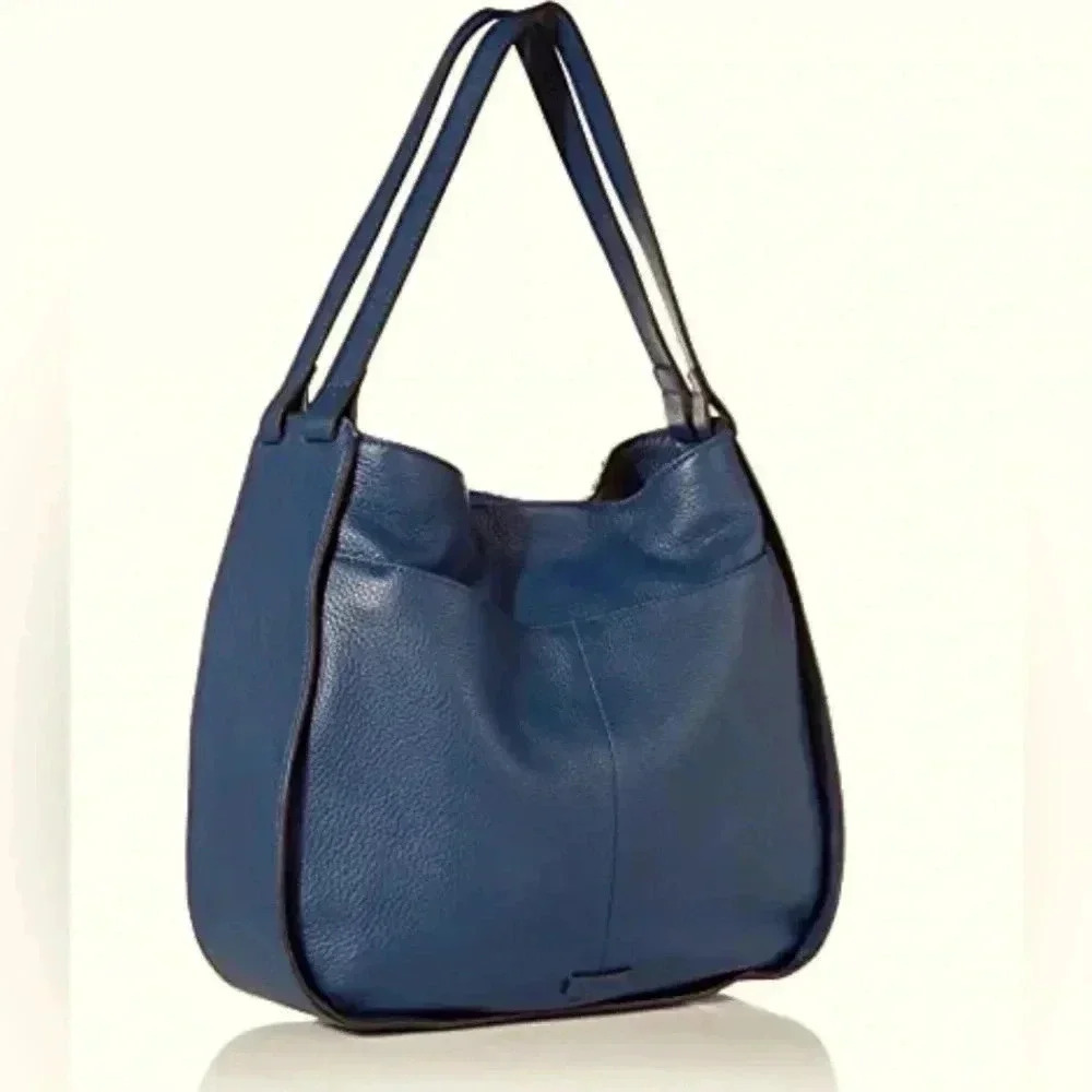 Vince Camuto Deep Blue Pebbled Leather Hobo Bag